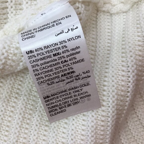 Chico's Cashmere Blend Sweater NWT Pullover Textured Stitch Size 2 or Large Ecru - Picture 6 of 7